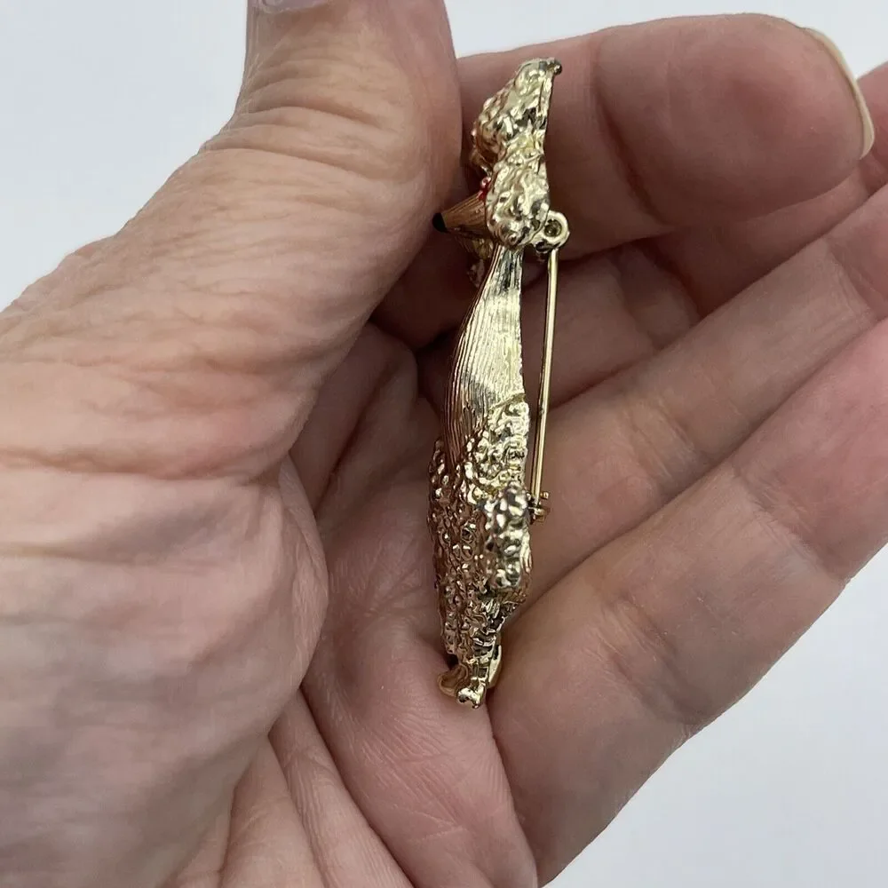 Vintage Gold Tone Nose Kissing Poodles Brooch